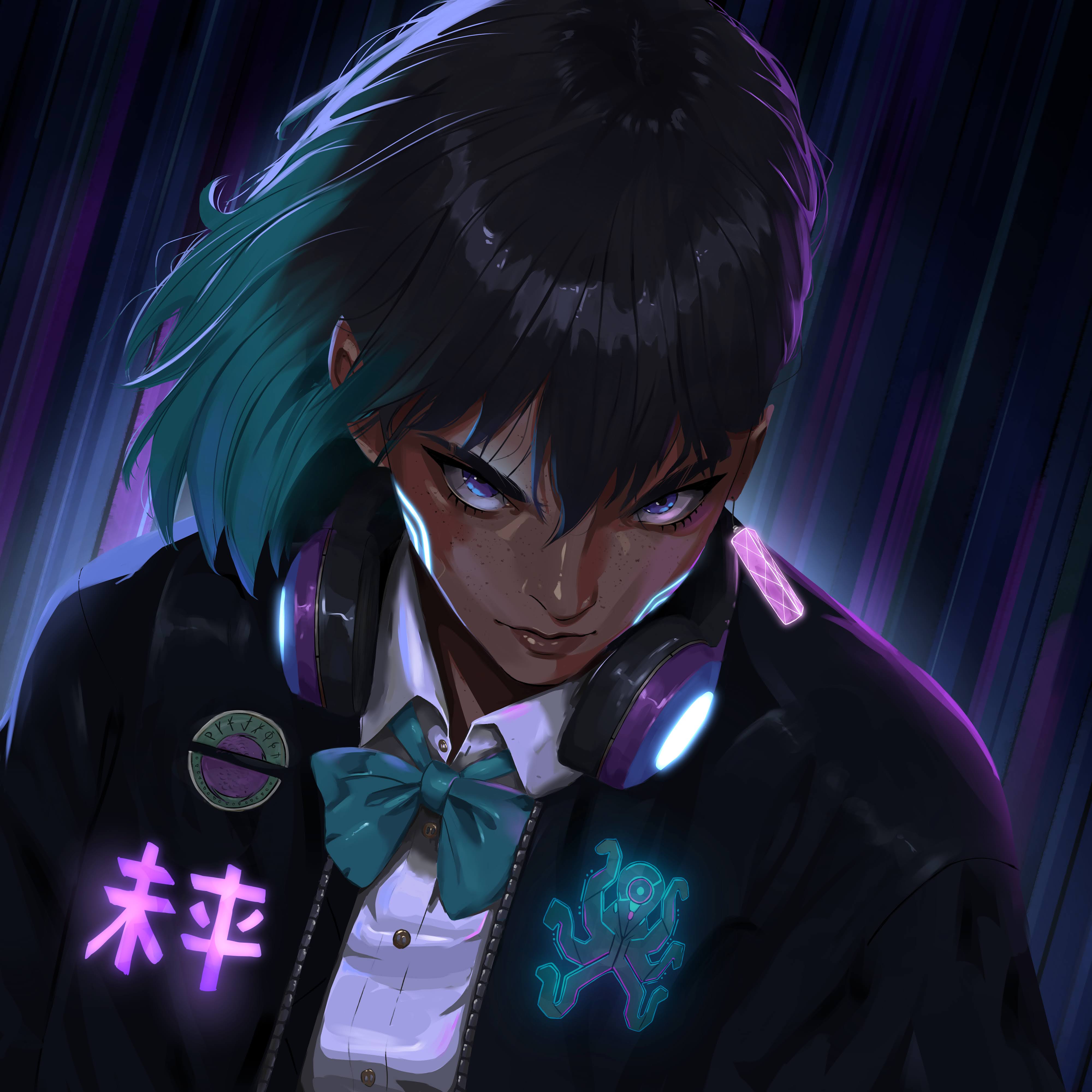 Cyberpunk japanese schoolgirl concept